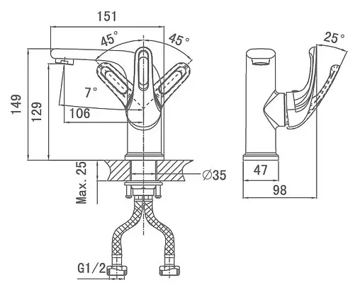 Смеситель для раковины D&amp;K Eucharius Rhein хром DA1372101