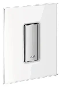 Клавиша смыва для писсуара Grohe Skate Cosmopolitan Glass 38846LS0 кнопка/хром глянцевый, панель/стекло белый Клавиша смыва для писсуара Grohe Skate Cosmopolitan Glass 38846LS0 кнопка/хром глянцевый, панель/стекло белый, 1