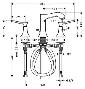 Смеситель для раковины Hansgrohe Metris Classic 110 хром 31073000, 2