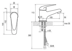 Смеситель для раковины Ravak Suzan хром X070002 Смеситель для раковины Ravak Suzan хром X070002, 2