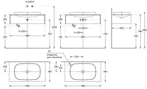 Тумба-умывальник подвесная Kerama Marazzi Magica 90 вечерний серый матовый MA.90.1\EGR.M+MA.wb.65+, 2