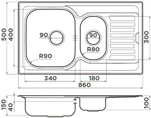 Мойка кухонная Omoikiri Kashiogawa 86-2-IN нержавеющая сталь 4993454