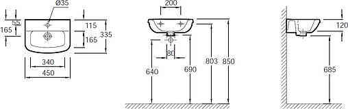 Раковина Jacob Delafon Panache 45 белый E1439-00