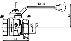 Кран шаровый 1"в x 1"в Bugatti New Jersey 09100014, 2