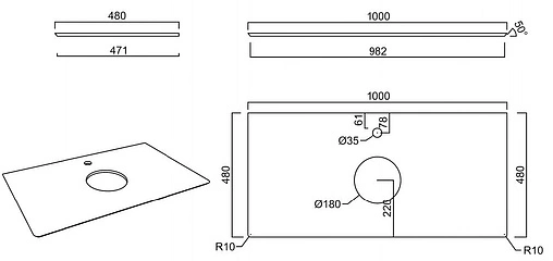 Столешница для накладных раковин Kerama Marazzi Plaza Classic PL1 100 монте тиберио натуральный PL1.SG507120R\100 Столешница для накладных раковин Kerama Marazzi Plaza Classic PL1 100 монте тиберио натуральный PL1.SG507120R\100