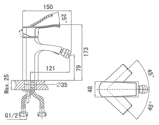 Смеситель для биде D&amp;K Nurnberg Bayern хром DA1142201