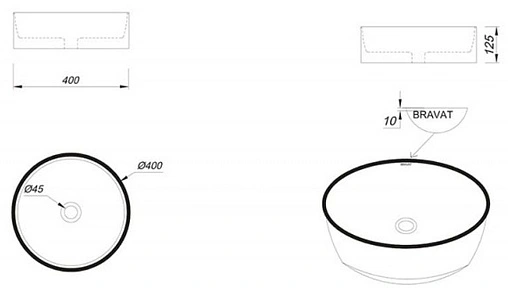 Раковина Bravat 40 черный матовый C22357K-ENG Раковина Bravat 40 черный матовый C22357K-ENG