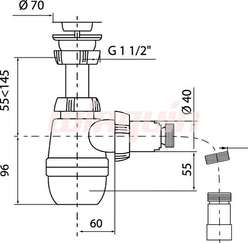 Сифон бутылочный для мойки Wirquin Минор 30718026