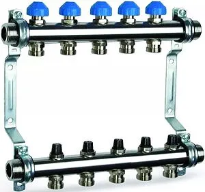 Группа коллекторная без расходомеров 5 отводов 1"н/н x ¾"ек Watts HKV 2010-VA 10012358 Группа коллекторная без расходомеров 5 отводов 1"н/н x ¾"ек Watts HKV 2010-VA 10012358, 1