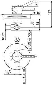 Смеситель для душа скрытого монтажа Rav Slezak Seina хром SE983, 2
