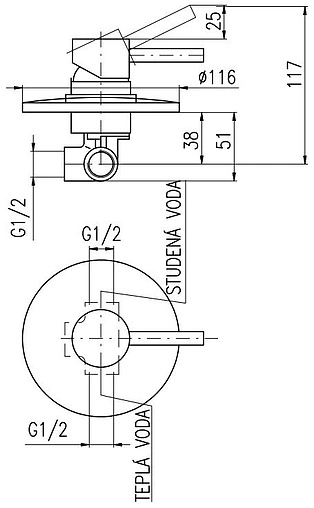 Смеситель для душа скрытого монтажа Rav Slezak Seina хром SE983