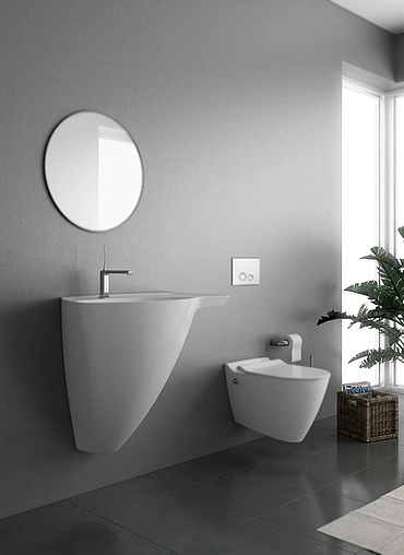 Унитаз подвесной безободковый с функцией биде и встроенным смесителем Bien Mineral белый MNKA052N1VE0W3000