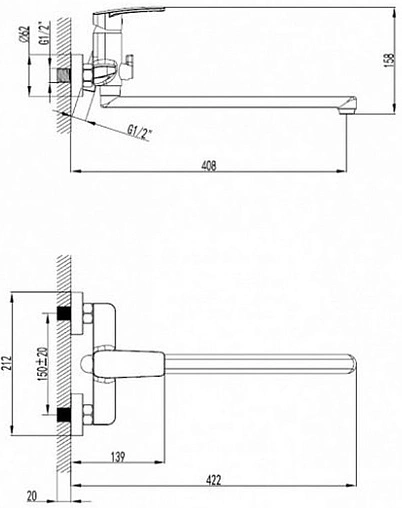 Смеситель для ванны с длинным изливом SMARTsant Онли хром SM313502AA
