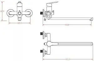 Смеситель для ванны с длинным изливом SMARTsant Лайф хром SM243502AA, 2