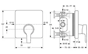 Смеситель для душа скрытого монтажа Ideal Standard Active хром B8651AA Смеситель для душа скрытого монтажа Ideal Standard Active хром B8651AA, 2