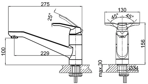 Смеситель для кухни D&amp;K Venice Rialto хром DA1062301
