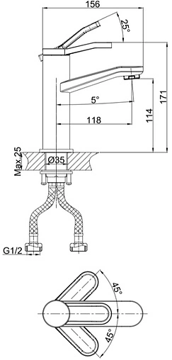 Смеситель для раковины D&amp;K Venice Rialto хром DA1062141