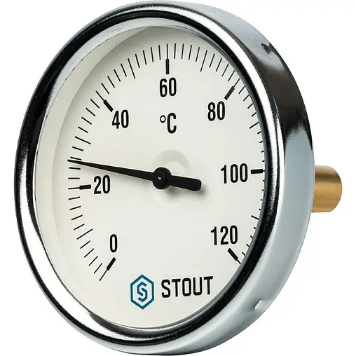 Термометр биметаллический Stout 80мм 120°С гильза 50мм ½&quot; SIM-0001-805015