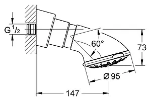 Лейка верхнего душа Grohe Relexa 100 Five хром 27062000 Лейка верхнего душа Grohe Relexa 100 Five хром 27062000, 2