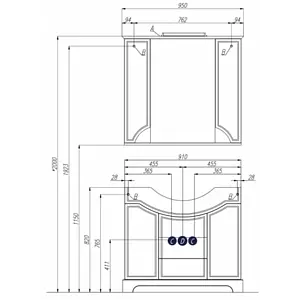 Тумба-умывальник напольная Aquaton Элен 95 белый 1A2185K1EN010, 3