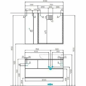 Тумба-умывальник подвесная Aquaton Терра 105 дуб кантри/антрацит 1A2469K3TEKA0, 2