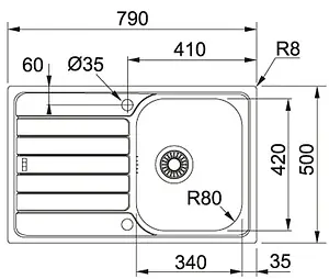Мойка кухонная Franke Spark SKX 611-79 нержавеющая сталь 101.0553.409 Мойка кухонная Franke Spark SKX 611-79 нержавеющая сталь 101.0553.409, 2