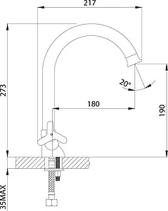 Смеситель для кухни Rossinka хром RS40-72, 2
