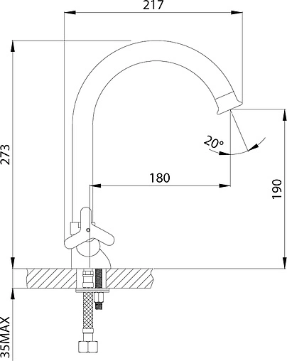 Смеситель для кухни Rossinka хром RS40-72
