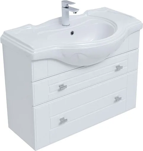 Тумба-умывальник подвесная Aquanet Рондо 85 белый глянец 00304289+00183871