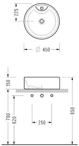 Раковина Serel 45 белый 2054