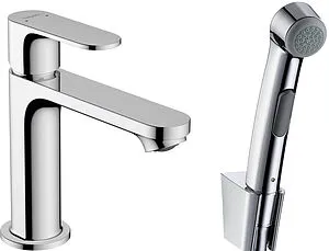 Смеситель для раковины с гигиеническим душем Hansgrohe Rebris S 110 хром 72215000 Смеситель для раковины с гигиеническим душем Hansgrohe Rebris S 110 хром 72215000, 1