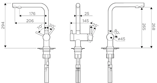 Смеситель для кухни с подключением к фильтру Omoikiri Nagano-GM вороненая сталь 4994179