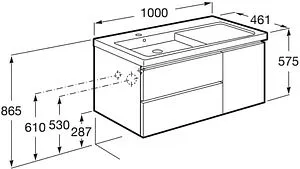 Тумба-умывальник подвесная Roca Domi 100 L белый/чёрный матовый A857477806+3270MB004 Тумба-умывальник подвесная Roca Domi 100 L белый/чёрный матовый A857477806+3270MB004, 2