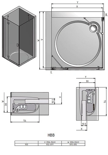 Боковая стенка 900мм прозрачное стекло Roltechnik Hitech Line HBB/900 286-9000000-06-02
