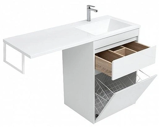 Тумба-умывальник напольная над стиральной машиной Aquanet Токио 120 R белый 00239290+00235500