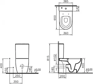Унитаз-компакт безободковый VitrA Sento Open-Back Rim-Ex белый 9830B003-7204 Унитаз-компакт безободковый VitrA Sento Open-Back Rim-Ex белый 9830B003-7204, 2