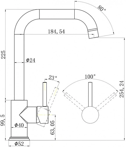 Смеситель для кухни Swedbe Selene хром 7140