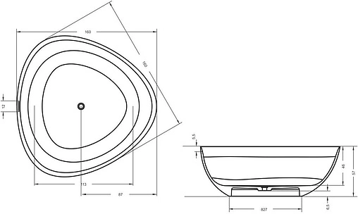 Ванна отдельностоящая из искусственного камня Riho Oviedo 160x160 белый B125001105