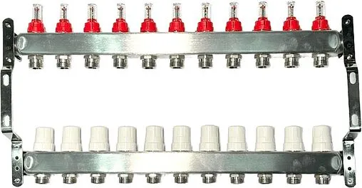 Группа коллекторная с расходомерами 11 отводов 1&quot;в/в x ¾&quot;ек Uni-fitt OPTIMAL 450B4311.RU