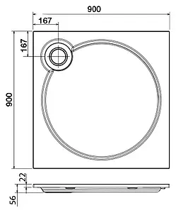 Поддон для душа Cezares Tray A 90 TRAY-S-A-90-56-W Поддон для душа Cezares Tray A 90 TRAY-S-A-90-56-W, 2