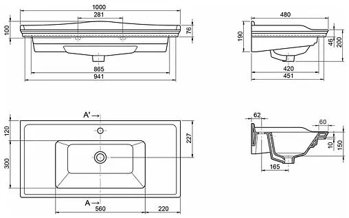 Раковина CeraStyle Kapadokya 100 белый 036500-u-01