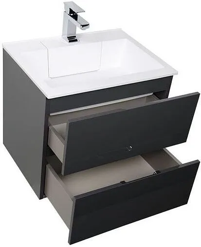 Тумба-умывальник подвесная Aquanet Алвита 60 серый антрацит 00183991+00181907
