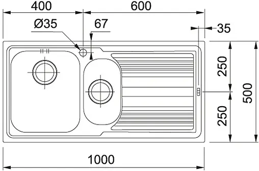 Мойка кухонная Franke Logica Line LLX 651 L нержавеющая сталь 101.0085.810