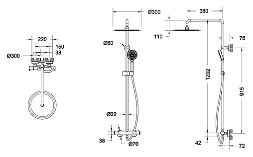 Душевая система с термостатом для душа Bravat Waterfall хром F939114C-A3-RUS