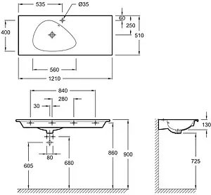 Раковина Jacob Delafon Nouvelle Vague 121 серый гранит EXAP112-Z-MG2 Раковина Jacob Delafon Nouvelle Vague 121 серый гранит EXAP112-Z-MG2, 2