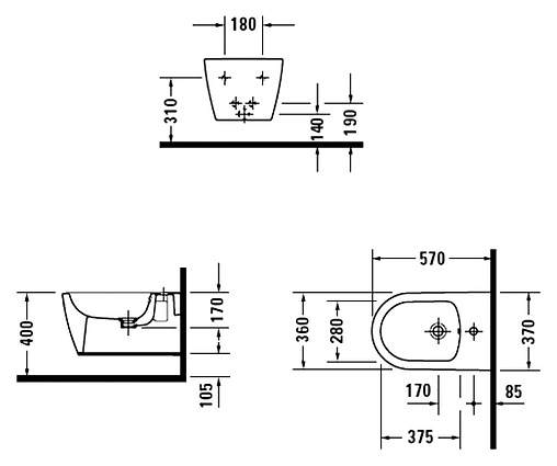 Биде подвесное Duravit ME by Starck белый 2288150000