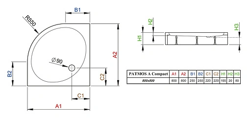 Поддон для душа Radaway Patmos A800 compact 4S88155-05