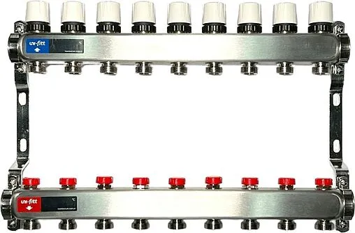 Группа коллекторная без расходомеров 9 отводов 1&quot;в/в x ¾&quot;ек Uni-fitt TECHNO 451W4309