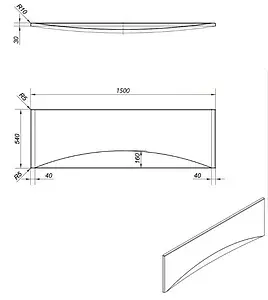 Панель для ванны фронтальная Cersanit Virgo 150 белый 63366 Панель для ванны фронтальная Cersanit Virgo 150 белый 63366, 2