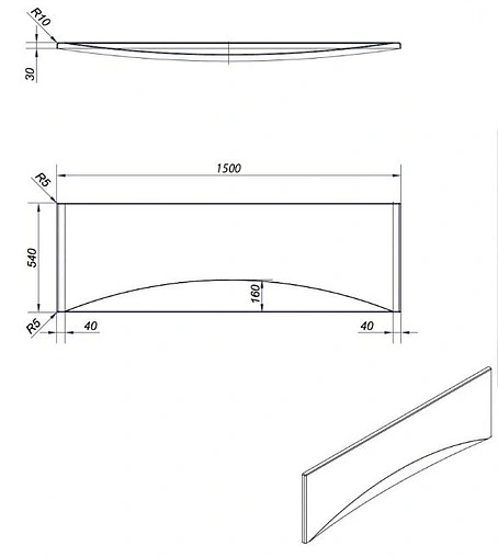 Панель для ванны фронтальная Cersanit Virgo 150 белый 63366